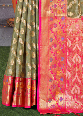 Multicolor Dupion Silk Saree With Blouse Piece