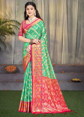 Multicolor Dupion Silk Saree With Blouse Piece