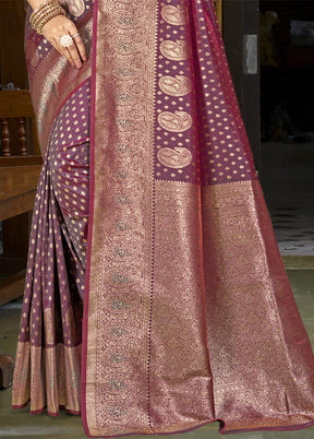 Purple Spun Silk Saree With Blouse Piece