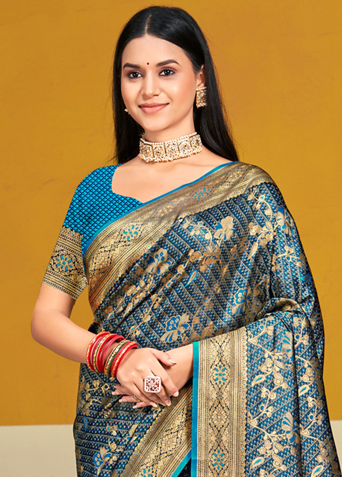 Multicolor Satin Silk Saree With Blouse Piece