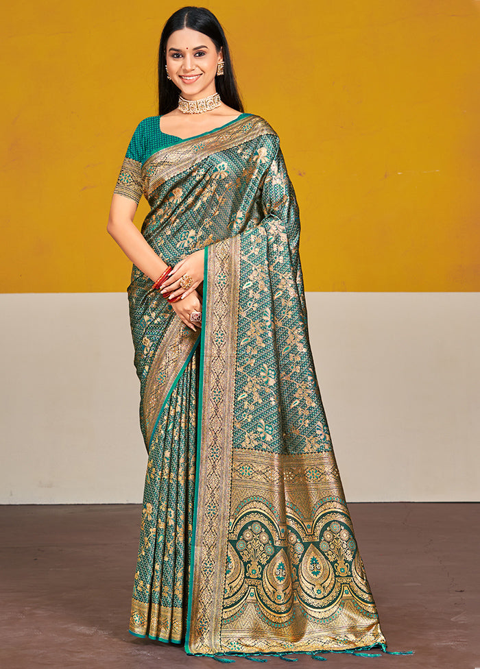 Multicolor Satin Silk Saree With Blouse Piece