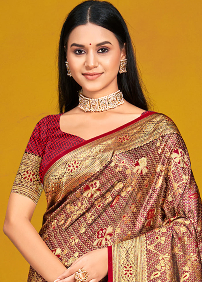 Multicolor Satin Silk Saree With Blouse Piece