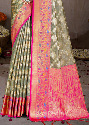 Multicolor Dupion Silk Saree With Blouse Piece