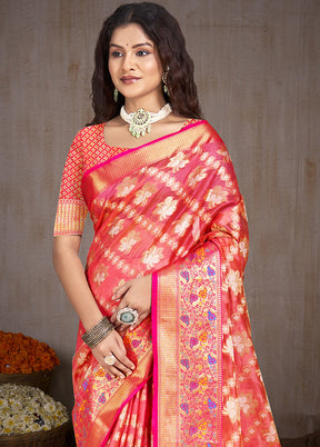 Multicolor Dupion Silk Saree With Blouse Piece