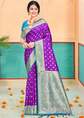 Multicolor Dupion Silk Saree With Blouse Piece