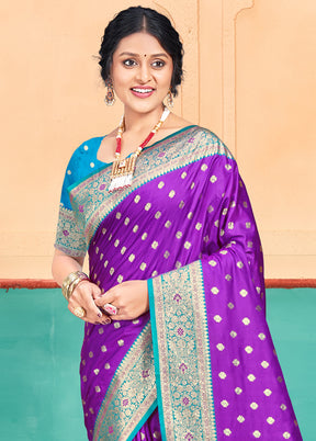 Multicolor Dupion Silk Saree With Blouse Piece