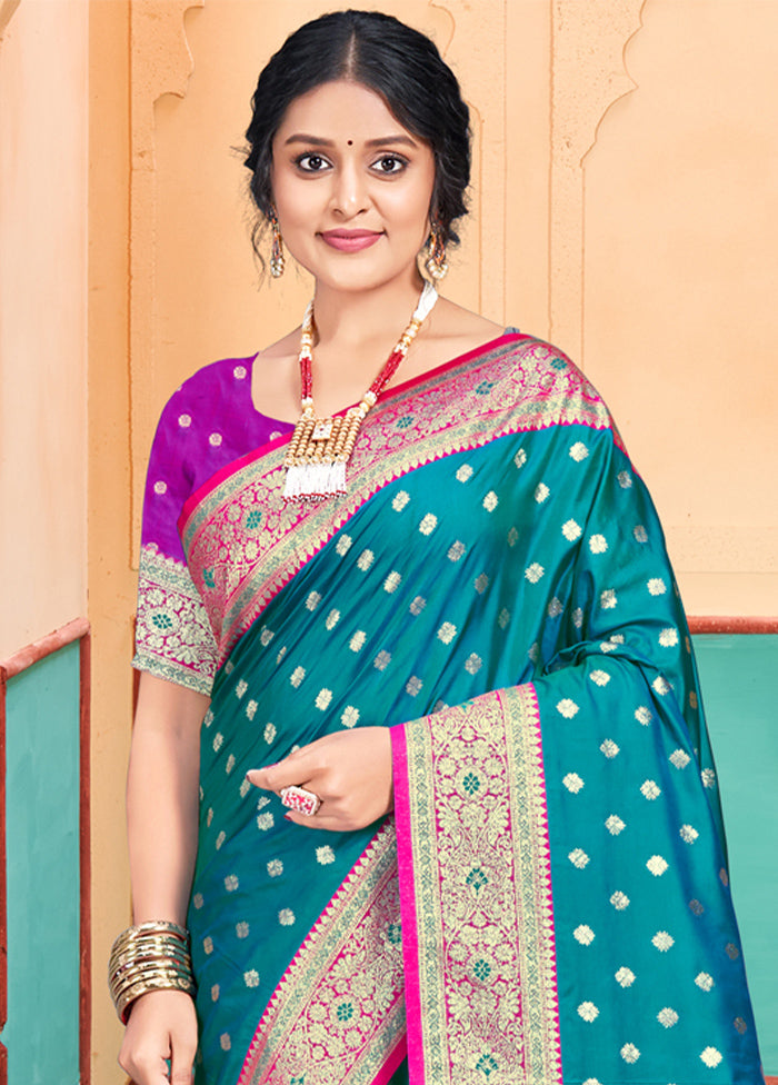 Multicolor Dupion Silk Saree With Blouse Piece