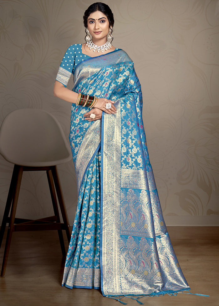 Multicolor Dupion Silk Saree With Blouse Piece