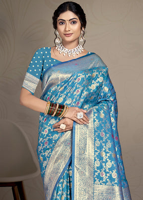 Multicolor Dupion Silk Saree With Blouse Piece