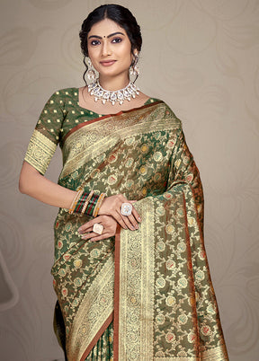 Multicolor Dupion Silk Saree With Blouse Piece