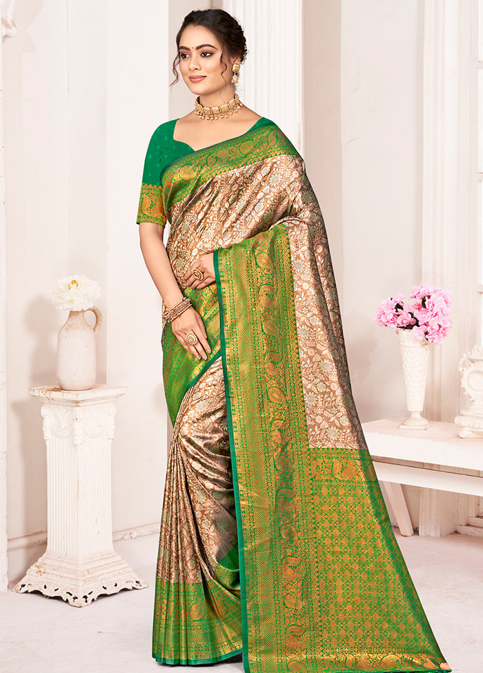 Brown Dupion Silk Saree With Blouse Piece - Indian Silk House Agencies