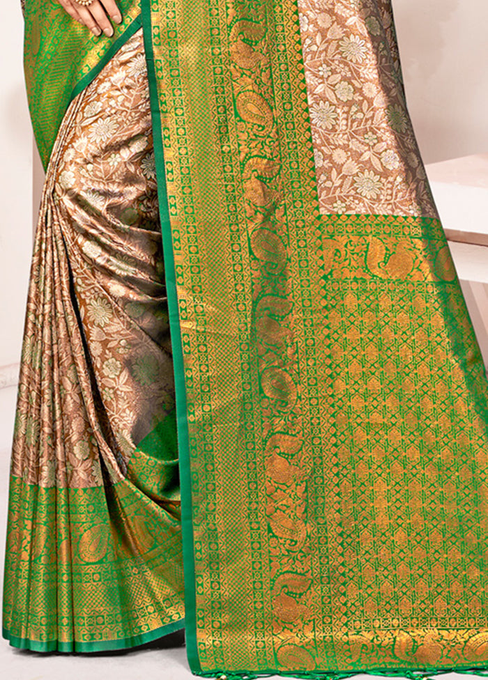 Brown Dupion Silk Saree With Blouse Piece