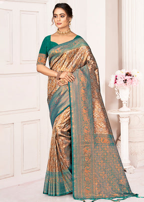 Brown Dupion Silk Saree With Blouse Piece - Indian Silk House Agencies