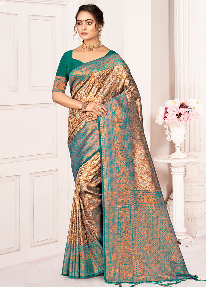 Brown Dupion Silk Saree With Blouse Piece - Indian Silk House Agencies