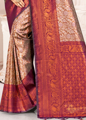 Brown Dupion Silk Saree With Blouse Piece - Indian Silk House Agencies