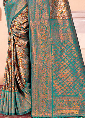 Brown Dupion Silk Saree With Blouse Piece