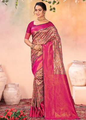 Brown Dupion Silk Saree With Blouse Piece