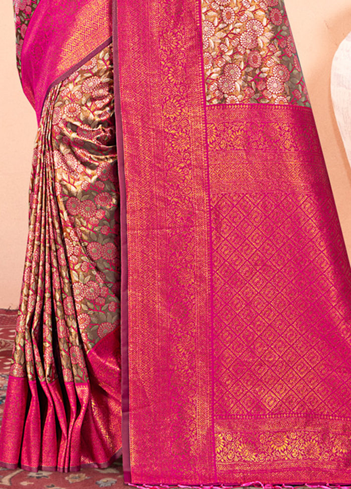 Brown Dupion Silk Saree With Blouse Piece