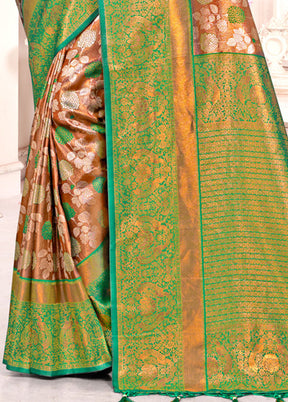 Brown Dupion Silk Saree With Blouse Piece