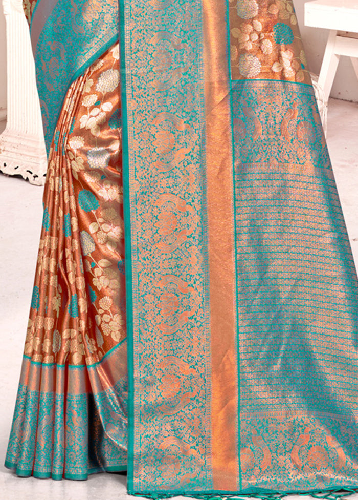 Brown Dupion Silk Saree With Blouse Piece