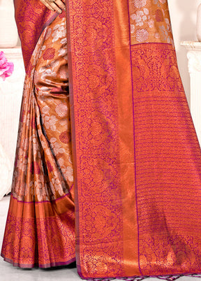 Brown Dupion Silk Saree With Blouse Piece - Indian Silk House Agencies