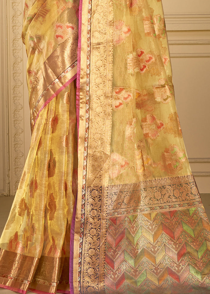 Beige Organza Saree With Blouse Piece