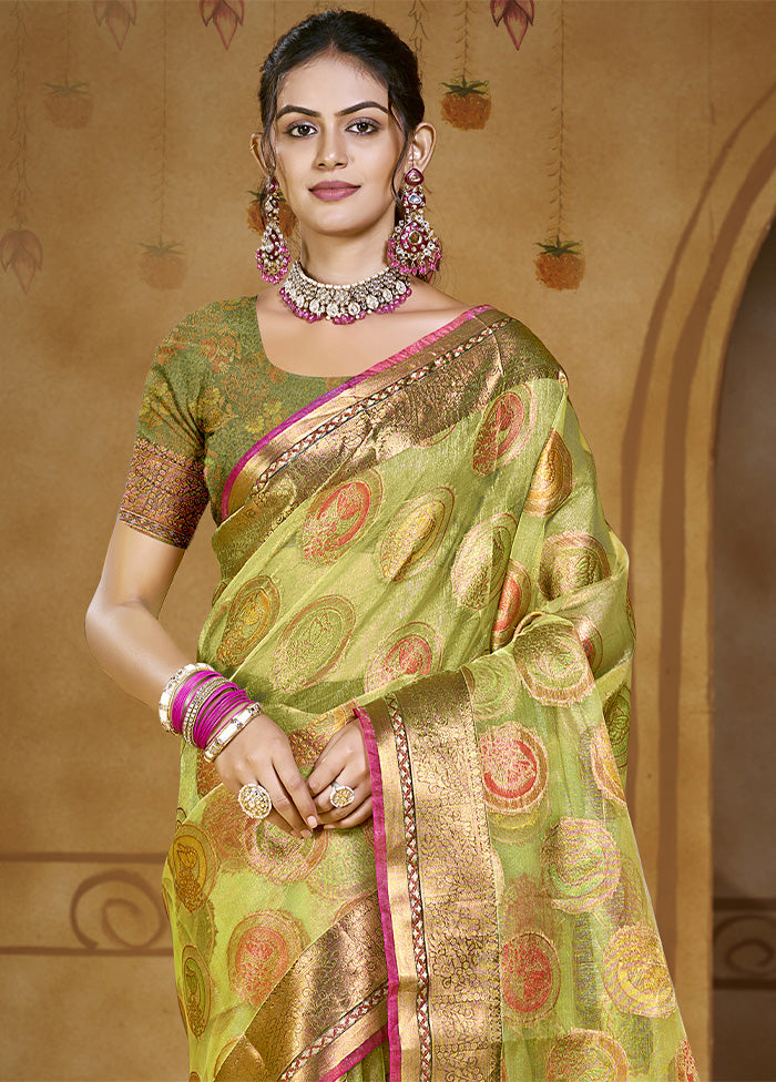 Light Green Organza Saree With Blouse Piece