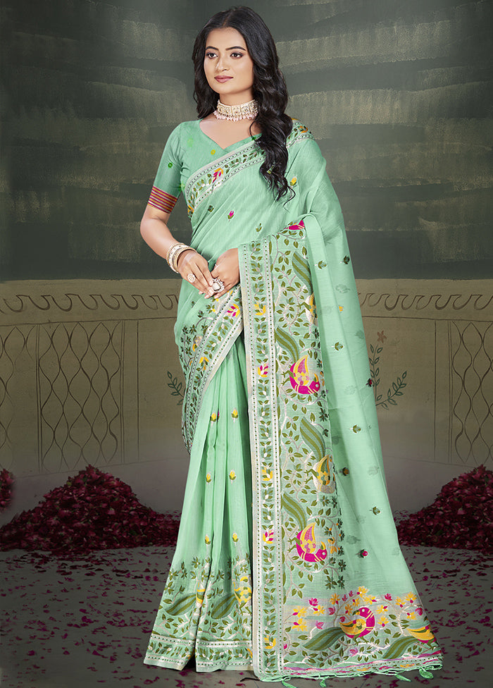 Multicolor Cotton Saree With Blouse Piece