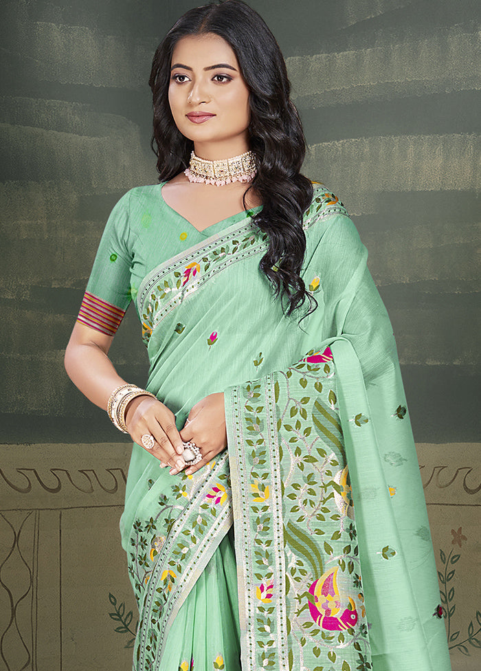 Multicolor Cotton Saree With Blouse Piece