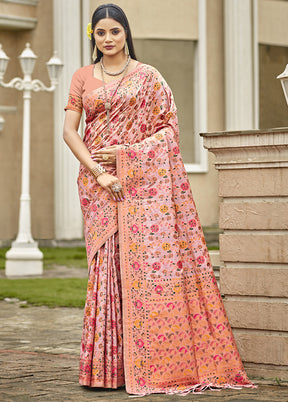 Pink Dupion Silk Saree With Blouse Piece