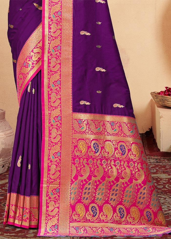 Wine Dupion Silk Saree With Blouse Piece