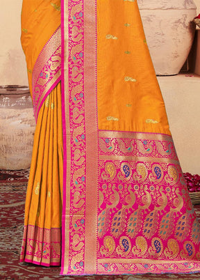 Mustard Dupion Silk Saree With Blouse Piece