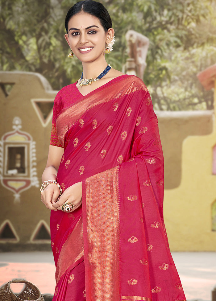 Pink Spun Silk Saree With Blouse Piece