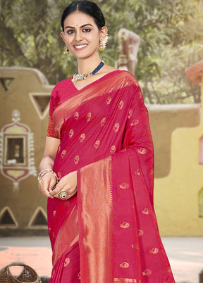 Pink Spun Silk Saree With Blouse Piece