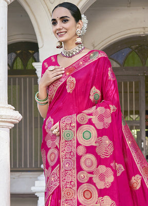 Pink Spun Silk Saree With Blouse Piece