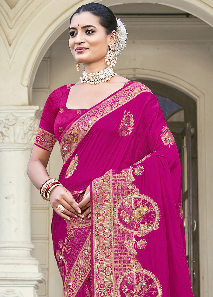 Pink Spun Silk Saree With Blouse Piece