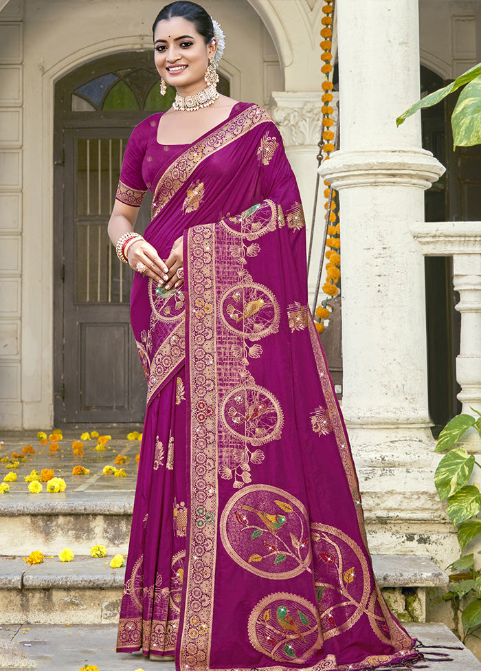 Pink Spun Silk Saree With Blouse Piece