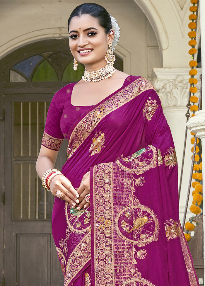 Pink Spun Silk Saree With Blouse Piece