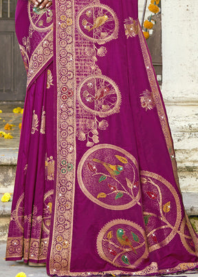 Pink Spun Silk Saree With Blouse Piece