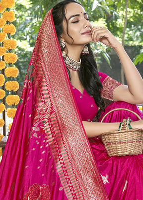 Pink Spun Silk Saree With Blouse Piece