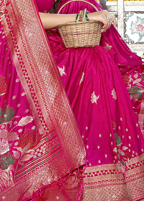 Pink Spun Silk Saree With Blouse Piece