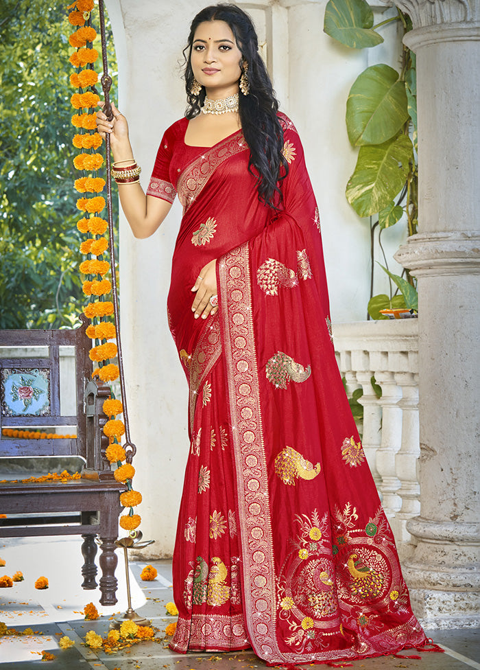 Green Spun Silk Saree With Blouse Piece