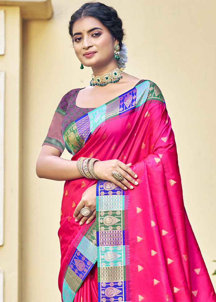 Rani Dupion Silk Saree With Blouse Piece