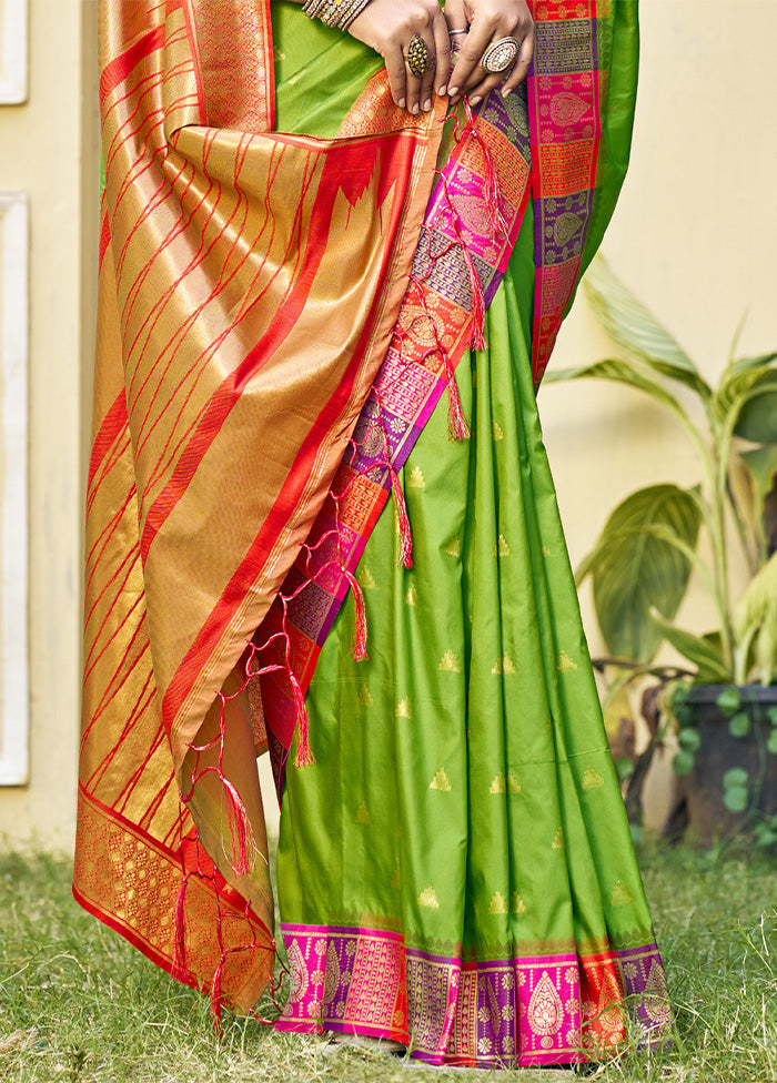 Sea Green Dupion Silk Saree With Blouse Piece