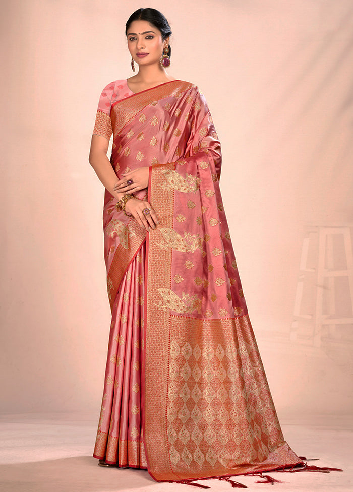 Light Pink Dupion Silk Saree With Blouse Piece