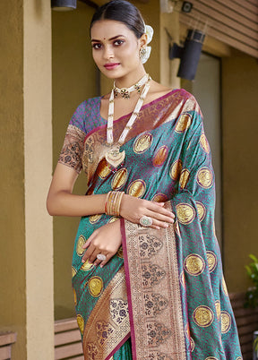 Multicolor Dupion Silk Saree With Blouse Piece