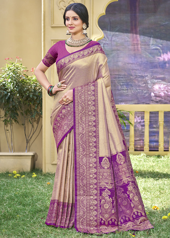 Grey Spun Silk Saree With Blouse Piece