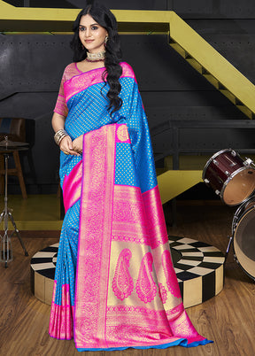 Multicolor Dupion Silk Saree With Blouse Piece