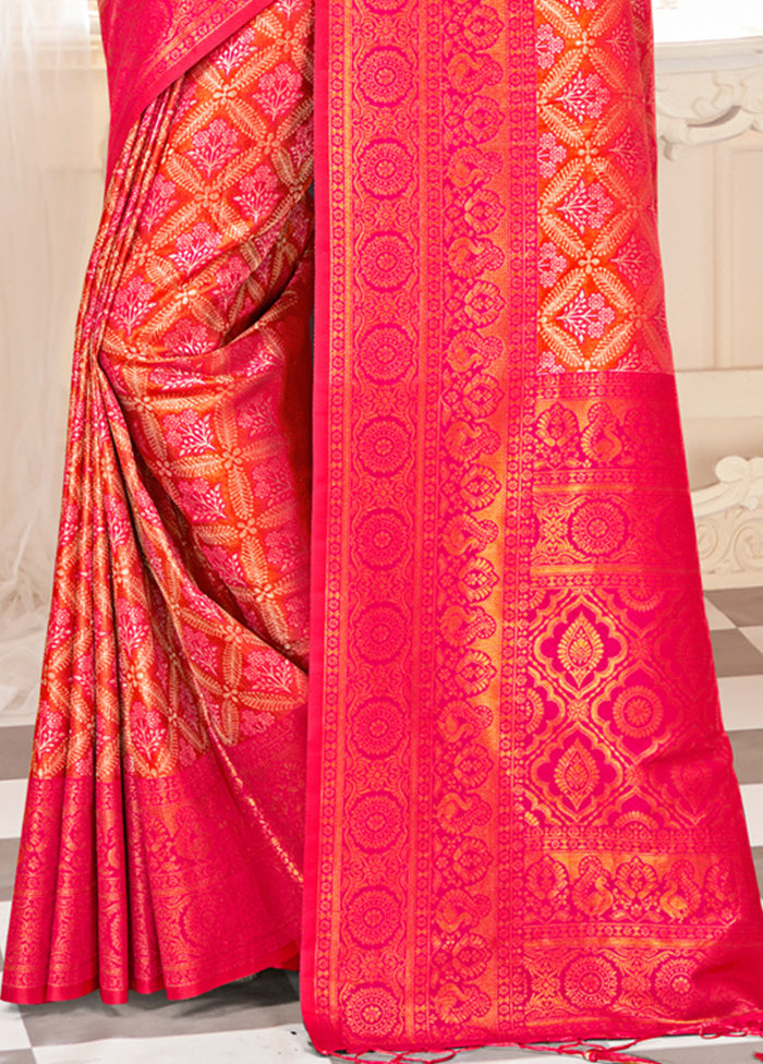 Pink Dupion Silk Saree With Blouse Piece