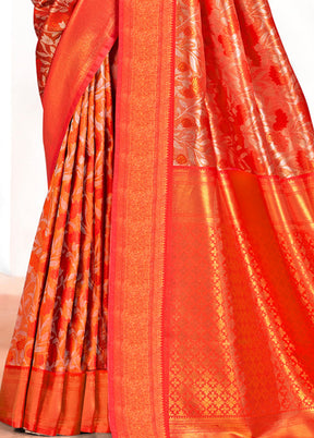 Red Dupion Silk Saree With Blouse Piece